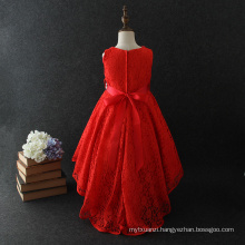 fashion kids short front long back red beautiful lace prom dresses for girls